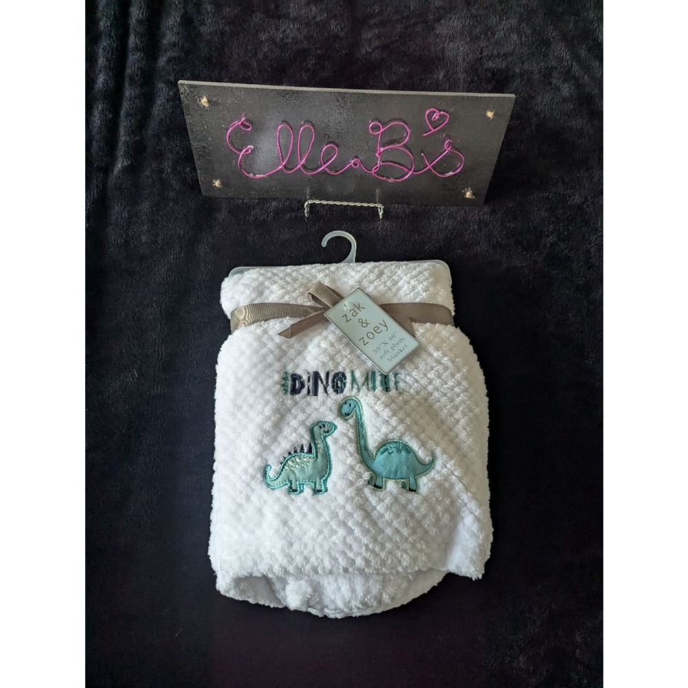NWT zak & zoey White Dino Blanket 30x40